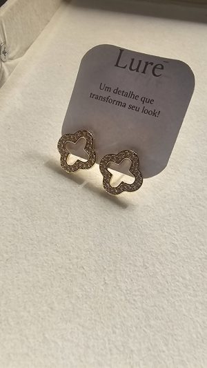 Brinco Dourado com pedrinhas