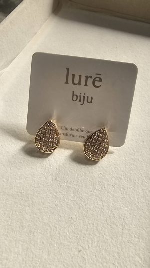 Brinco Dourado Gota com pedrinhas